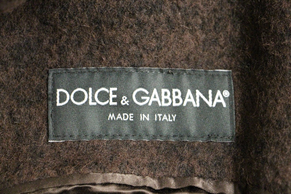 Braune doppelreihige lange Peacoat-Jacke