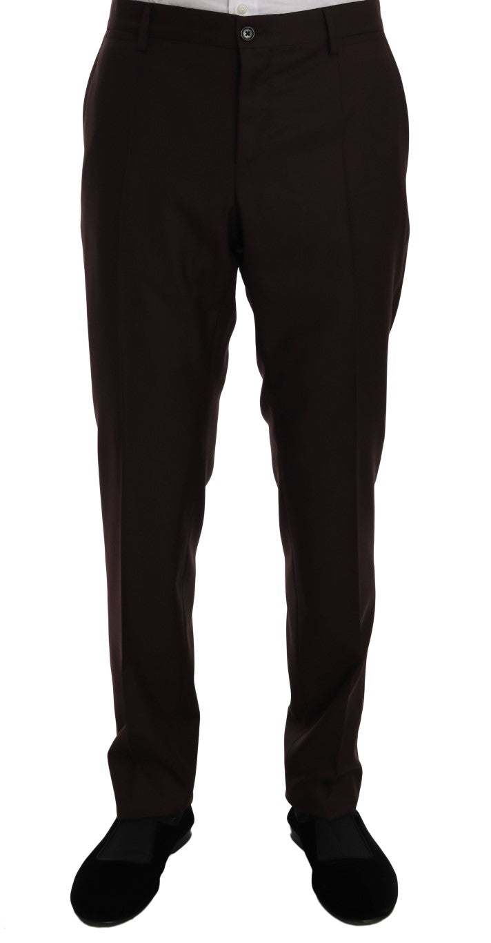 Bordeauxfarbener Wollanzug mit zwei Knöpfen und schmaler Passform