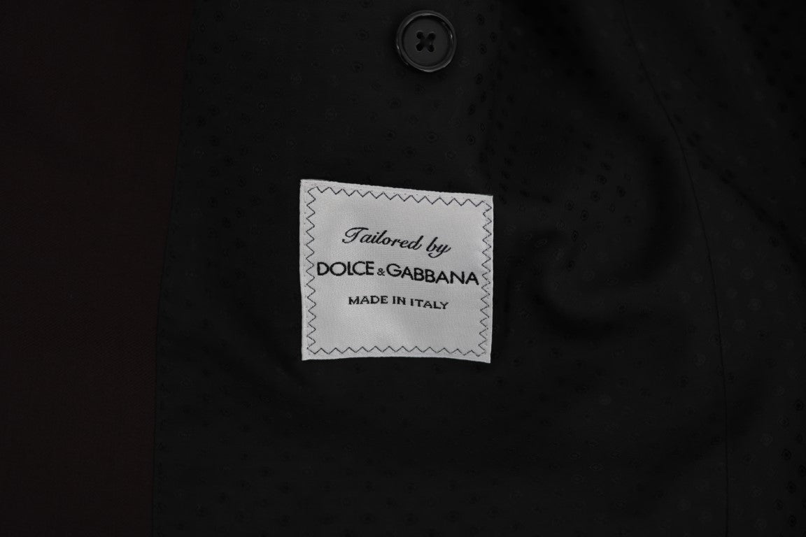 Bordeauxfarbener Wollanzug mit zwei Knöpfen und schmaler Passform