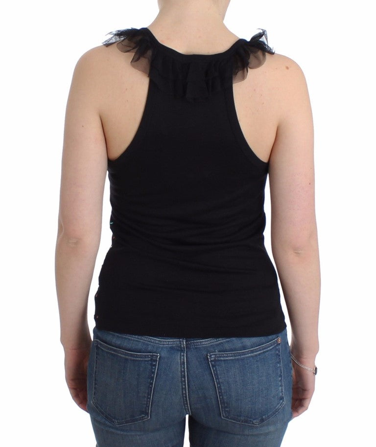 Schwarzes Top mit Paillettenverzierung