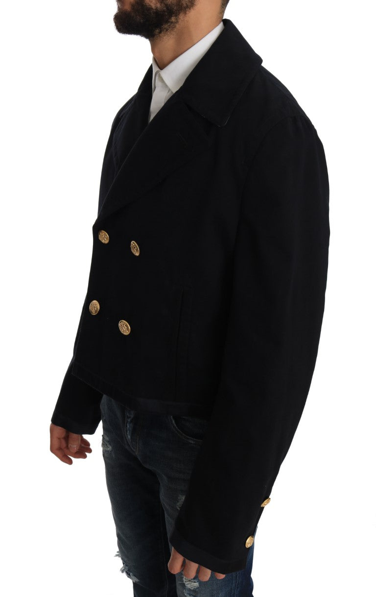 Trench Blue Cotton Stretch Jacke Mantel