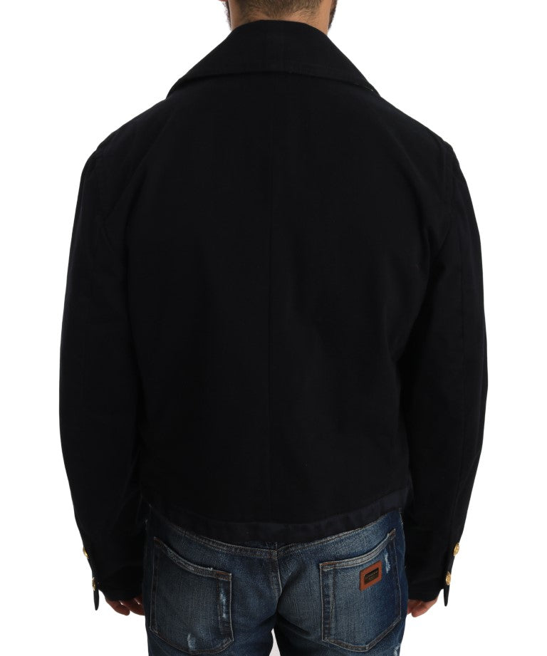 Trench Blue Cotton Stretch Jacke Mantel