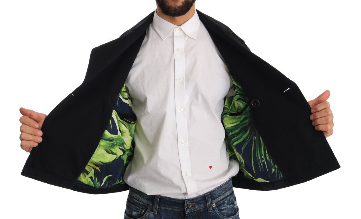 Trench Blue Cotton Stretch Jacke Mantel