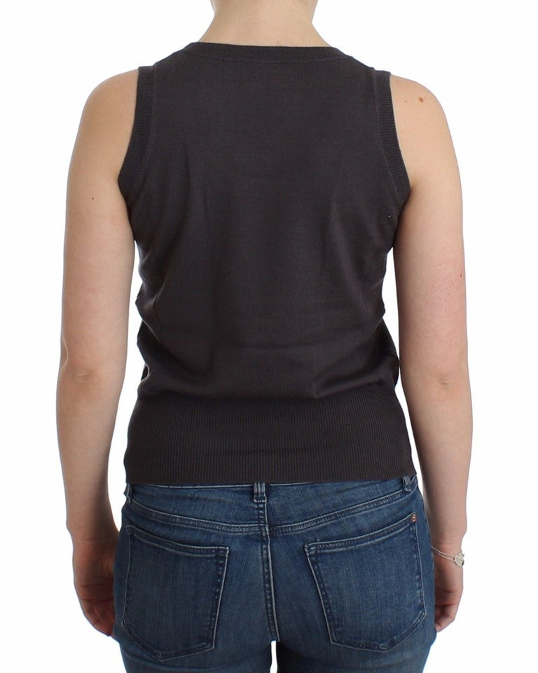 Braunes Strick-Tanktop