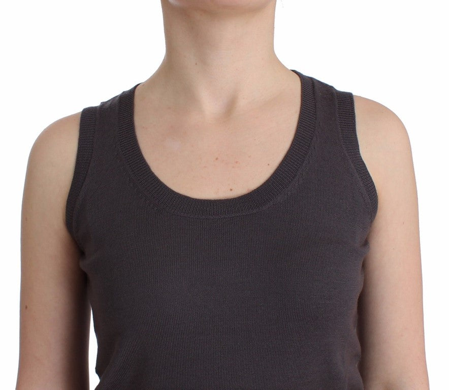 Braunes Strick-Tanktop