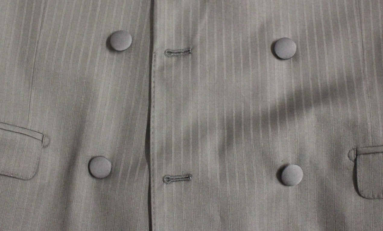 Schwarzer gestreifter Zweireiher Slim Fit Anzug