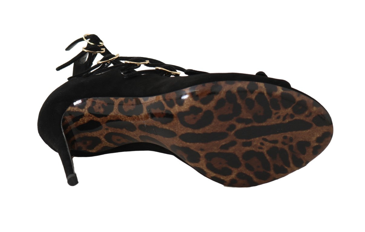 Schwarze Wildleder-Knöchelriemen-Pumps