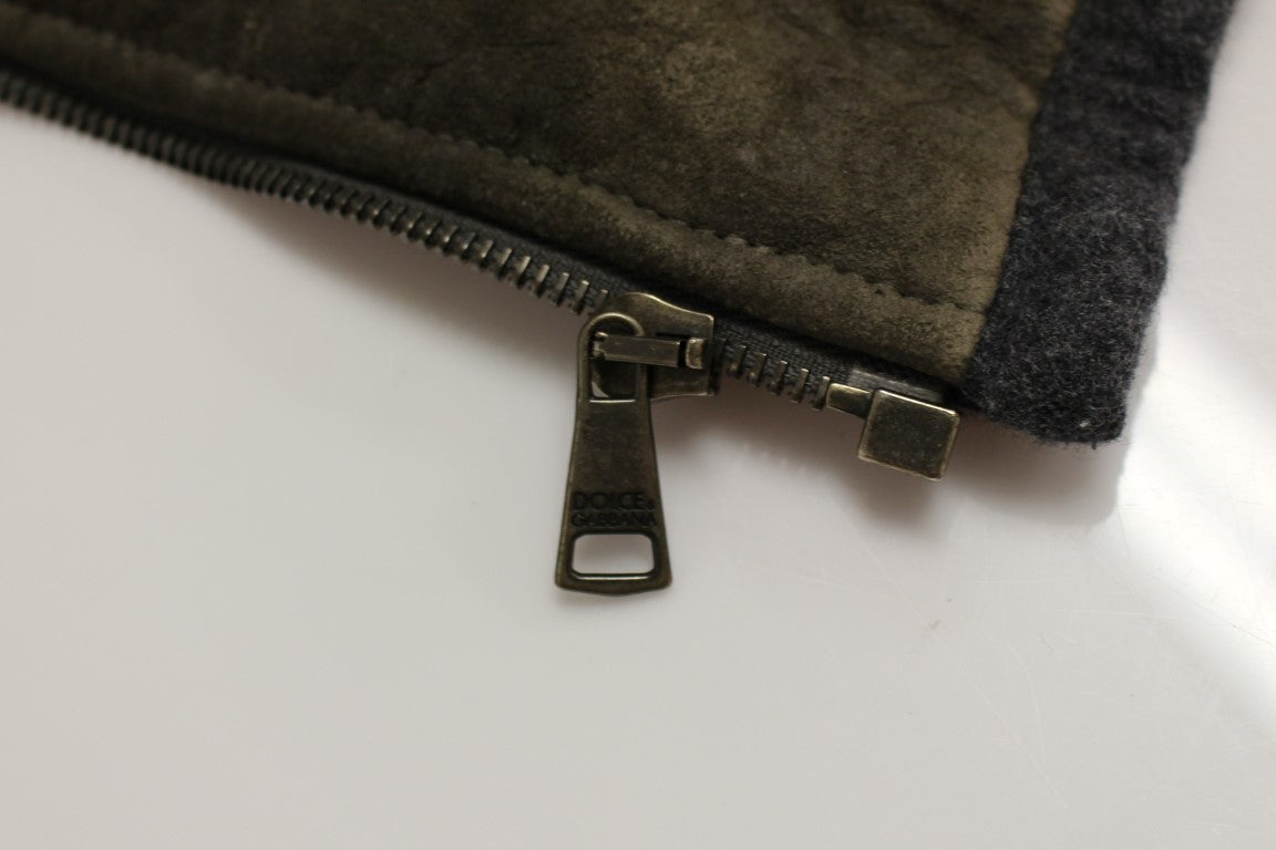 Braun Graue Lederjacke Mantel