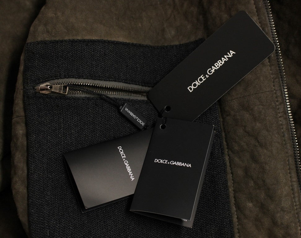 Braun Graue Lederjacke Mantel