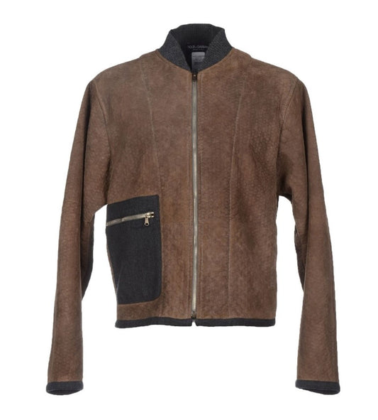 Braun Graue Lederjacke Mantel