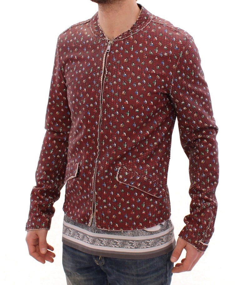 Bordeaux Leder Boxer Print Jacke Mantel