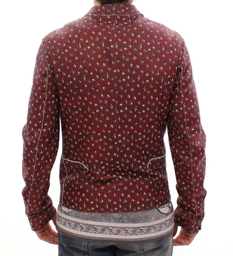Bordeaux Leder Boxer Print Jacke Mantel