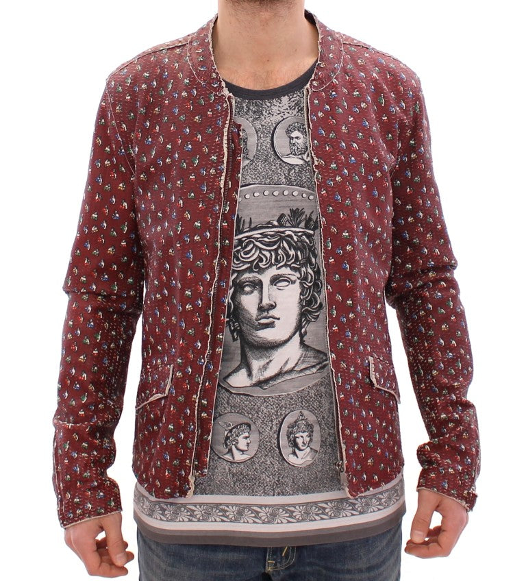 Bordeaux Leder Boxer Print Jacke Mantel