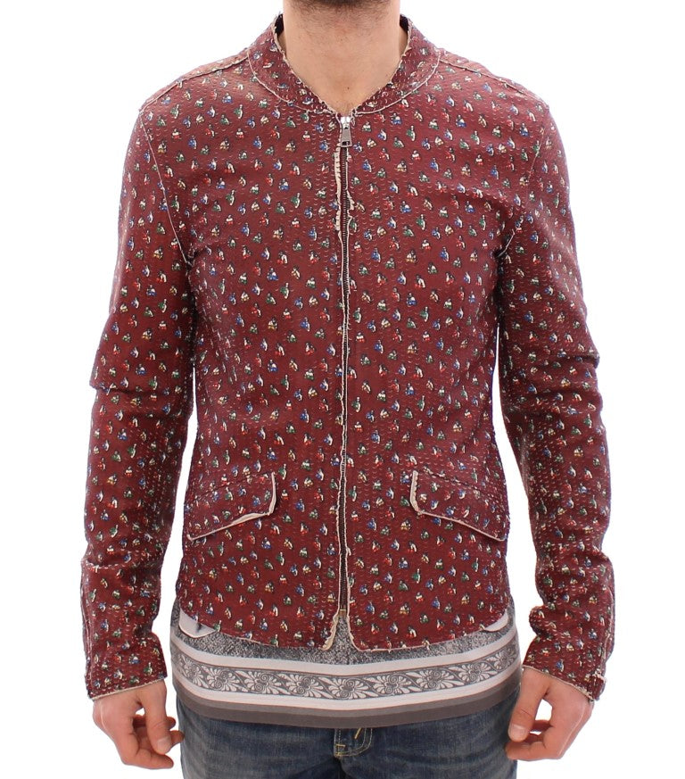 Bordeaux Leder Boxer Print Jacke Mantel