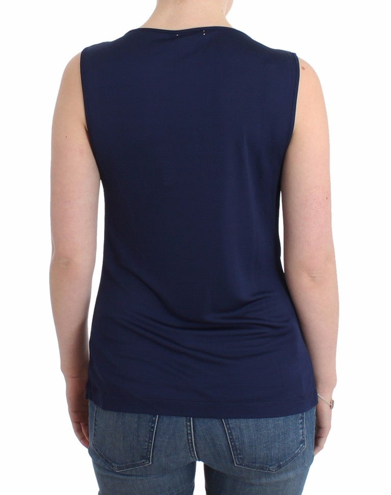 Blaues Top ärmellose Bluse