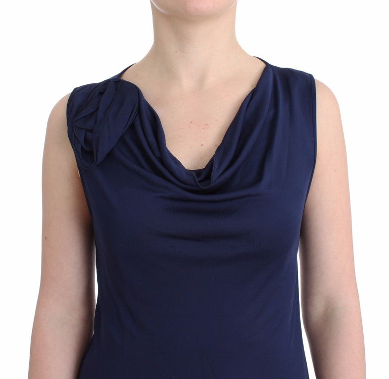 Blaues Top ärmellose Bluse