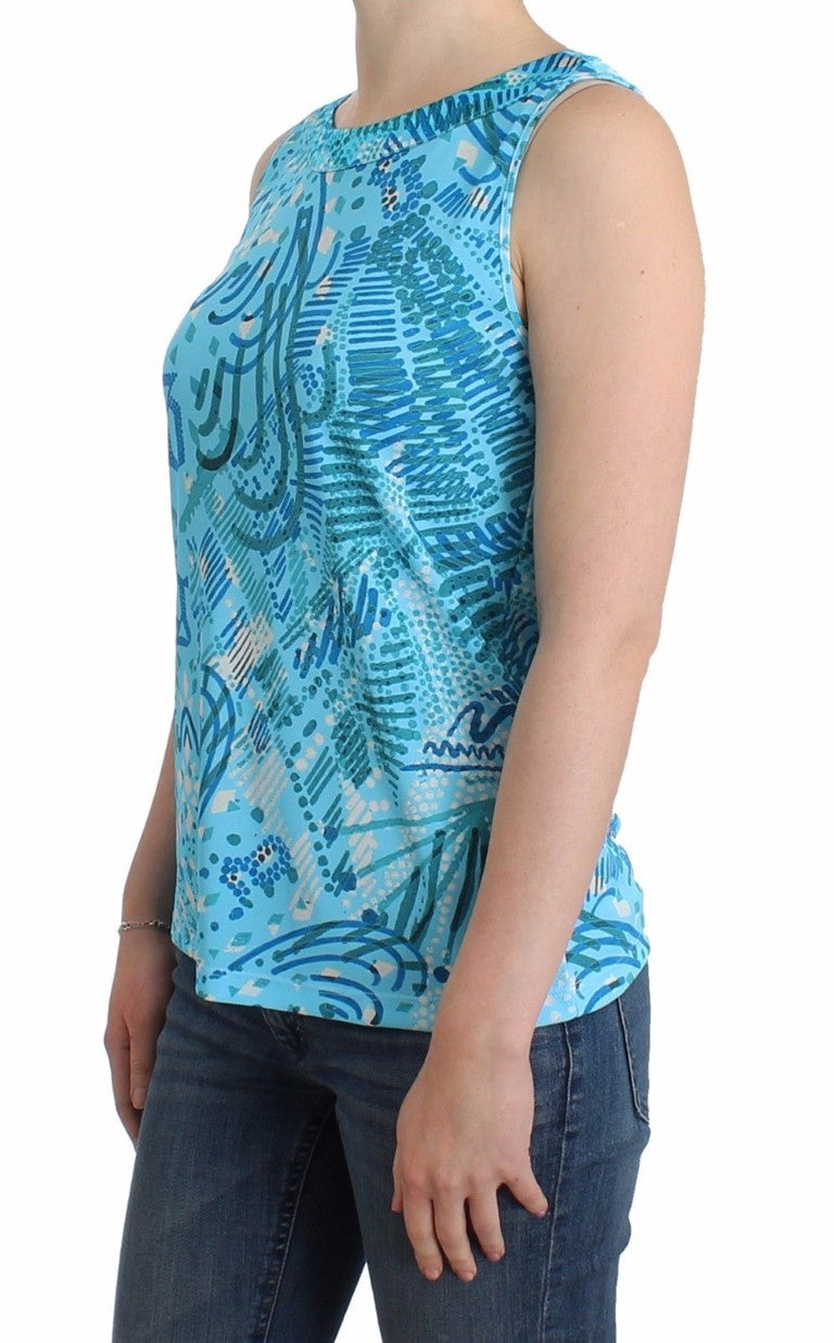 Blau bedrucktes Tank-Top