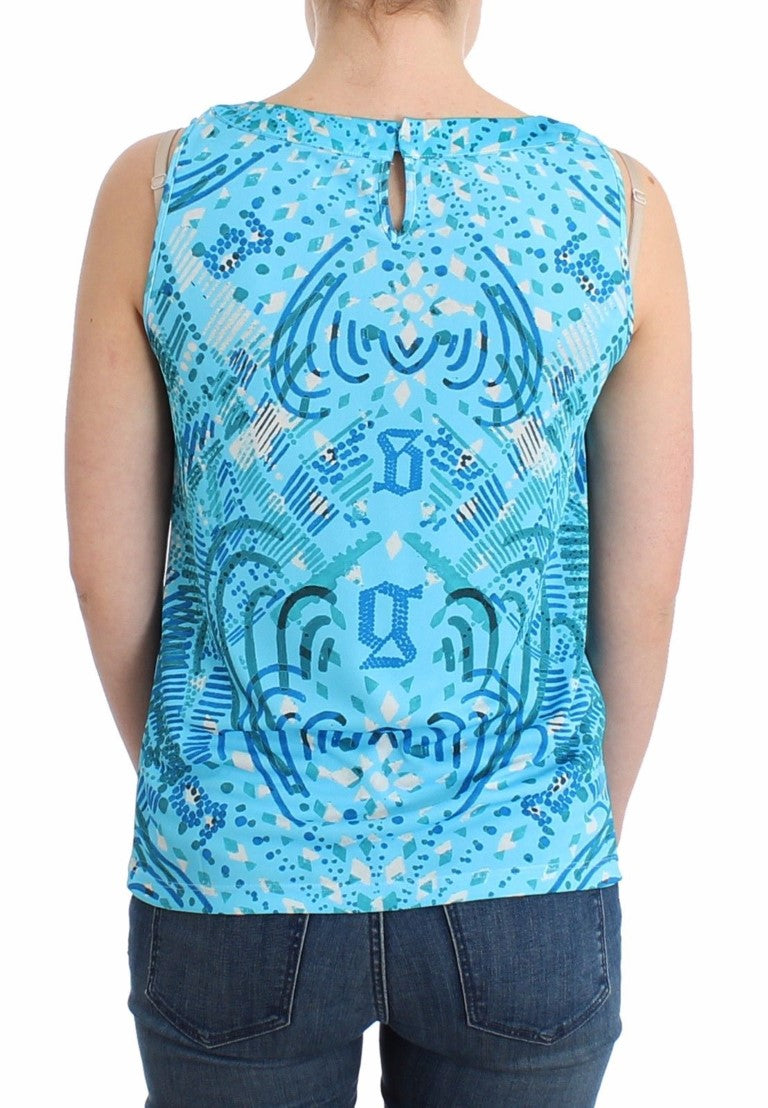 Blau bedrucktes Tank-Top
