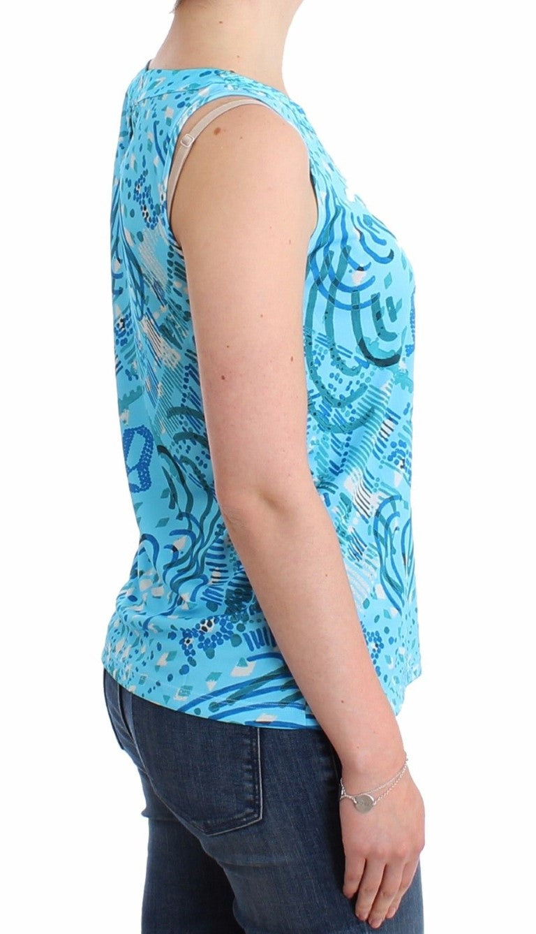 Blau bedrucktes Tank-Top