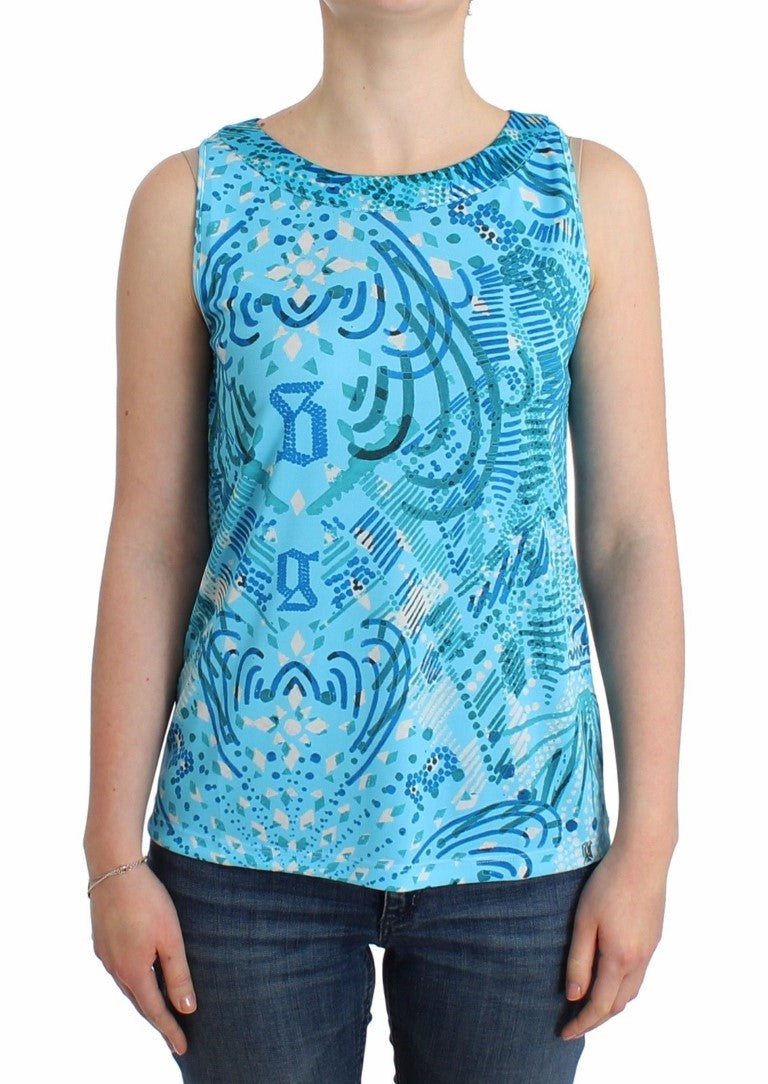 Blau bedrucktes Tank-Top