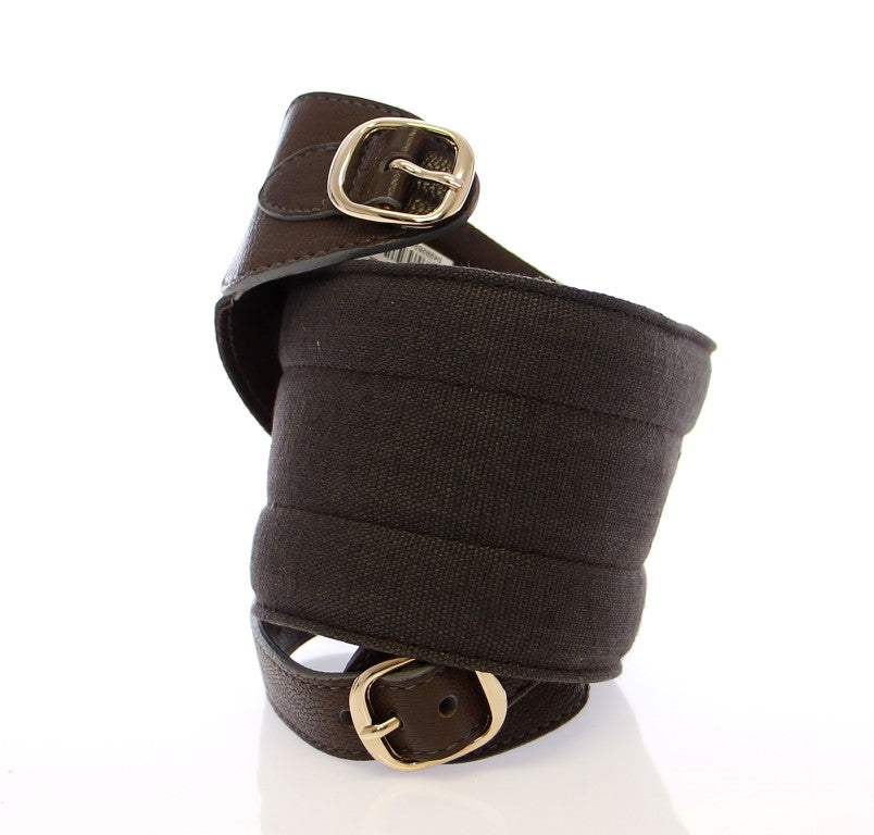 Brauner Leder Linnen Logo Gürtel