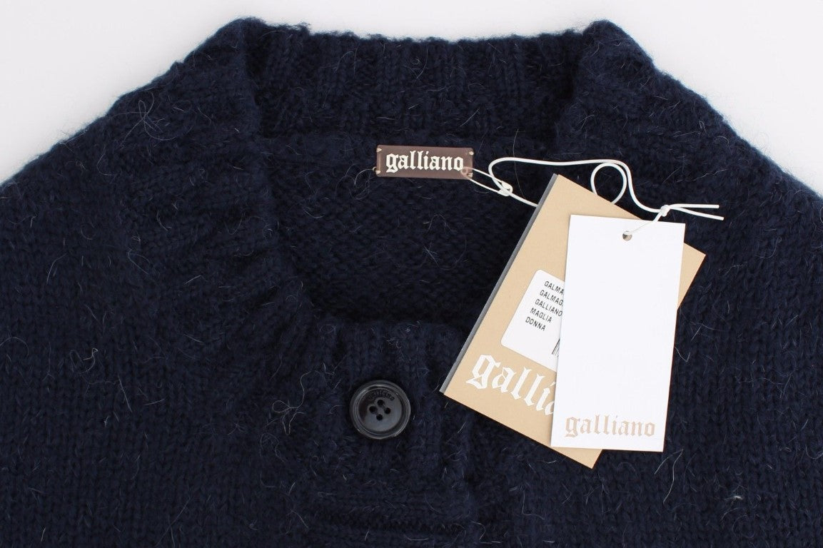 Blaue Kurzstrickjacke