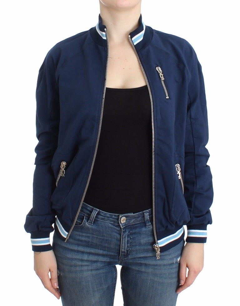 Blaue Strickjacke aus Baumwolle mit Reißverschluss