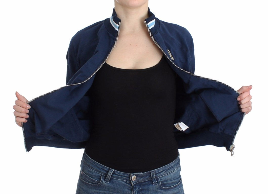 Blaue Strickjacke aus Baumwolle mit Reißverschluss