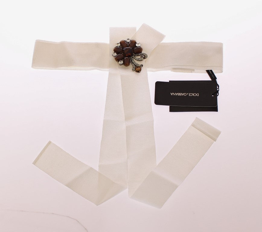 Weißer Kristall-Messing-Gürtel mit breiter Taille Laufsteg