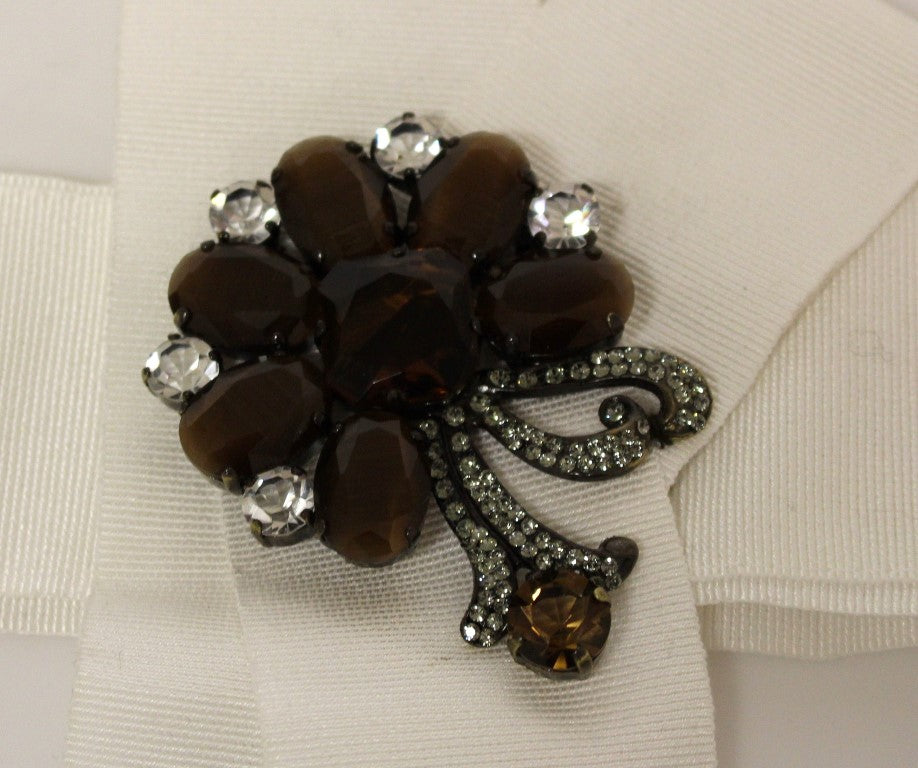 Weißer Kristall-Messing-Gürtel mit breiter Taille Laufsteg