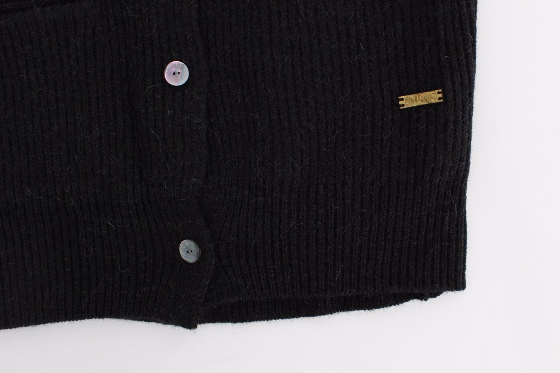 Schwarze Wollstrickjacke