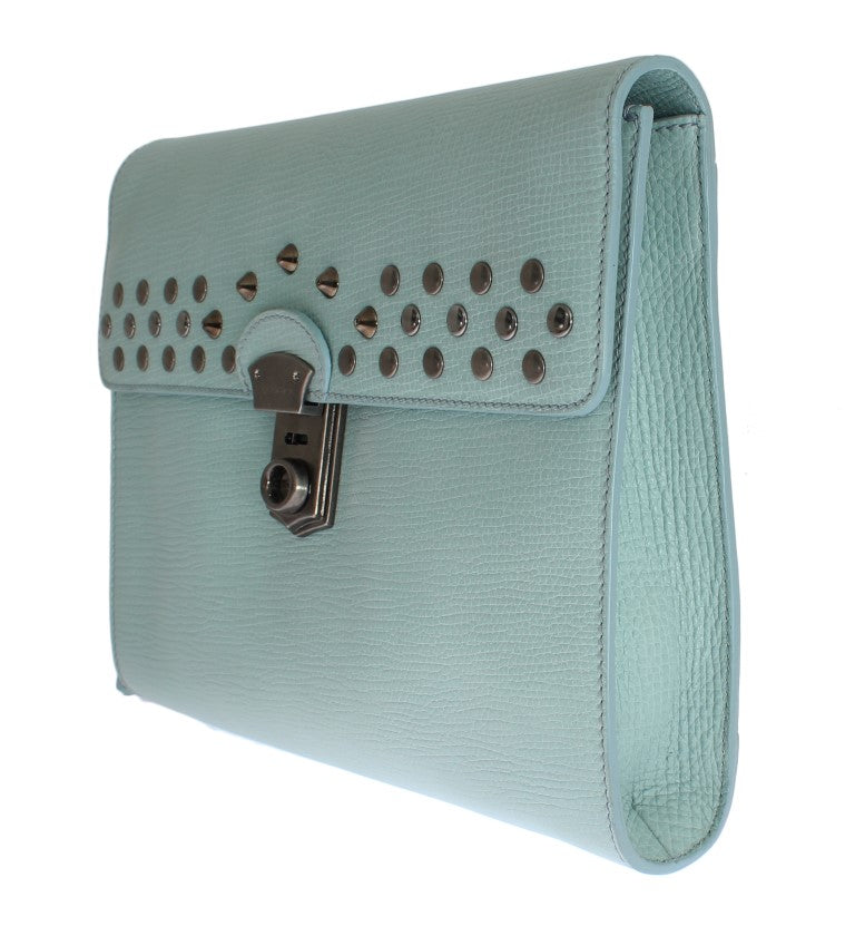 Blaue Leder Nieten Portfolio Aktentasche Tasche