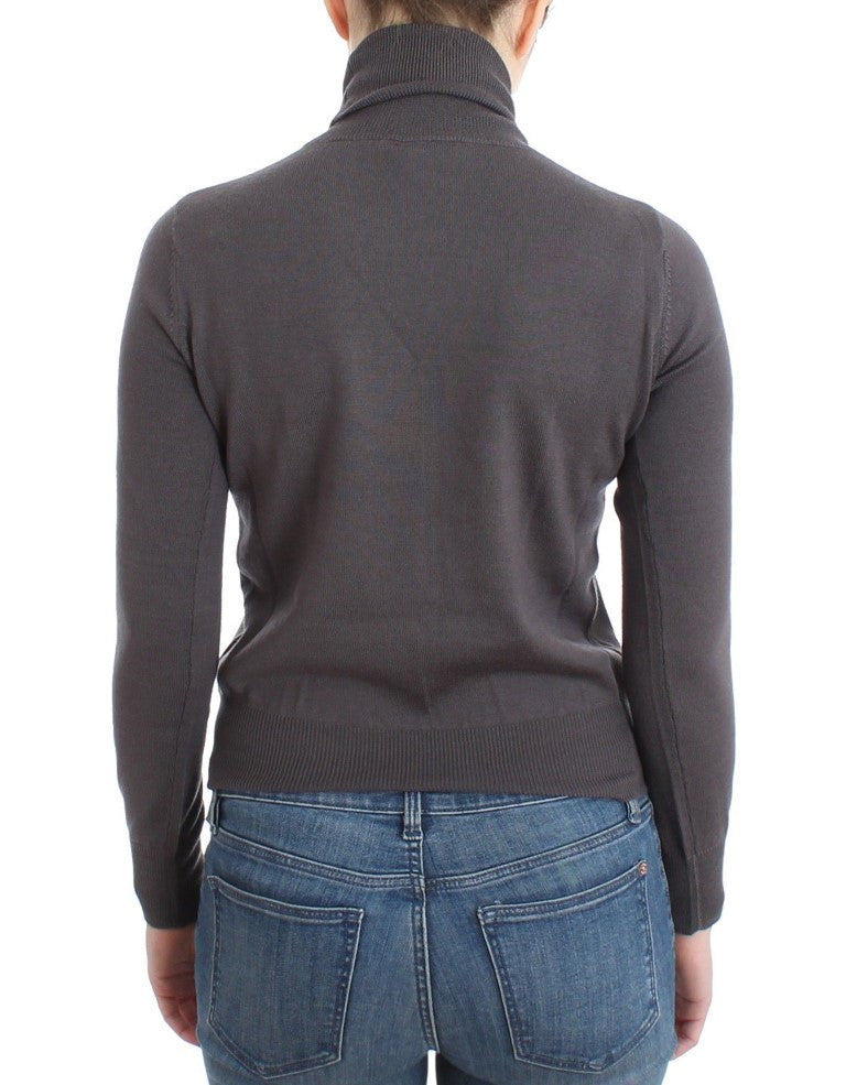 Brauner Rollkragenpullover aus Baumwolle