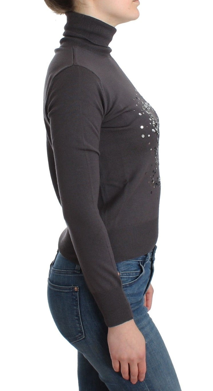 Brauner Rollkragenpullover aus Baumwolle