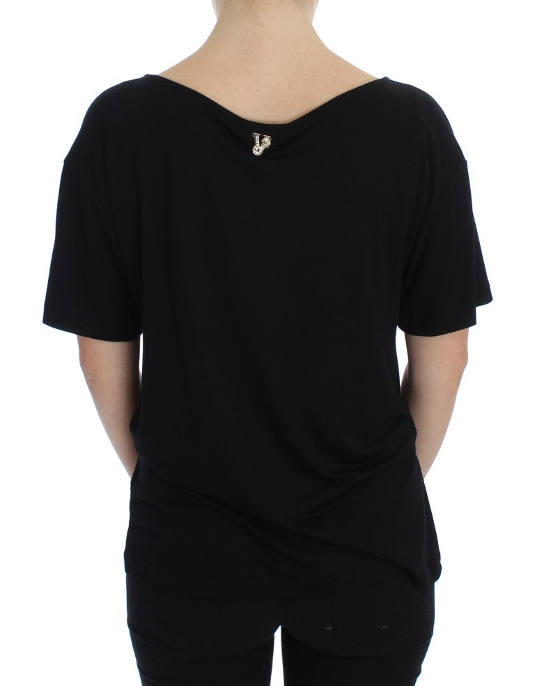 Schwarzgoldenes T-Shirt-Top mit Nieten