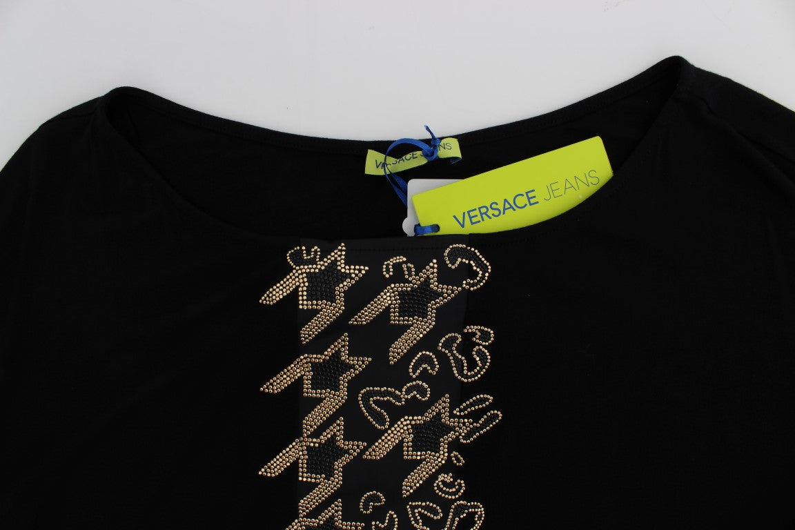 Schwarzgoldenes T-Shirt-Top mit Nieten