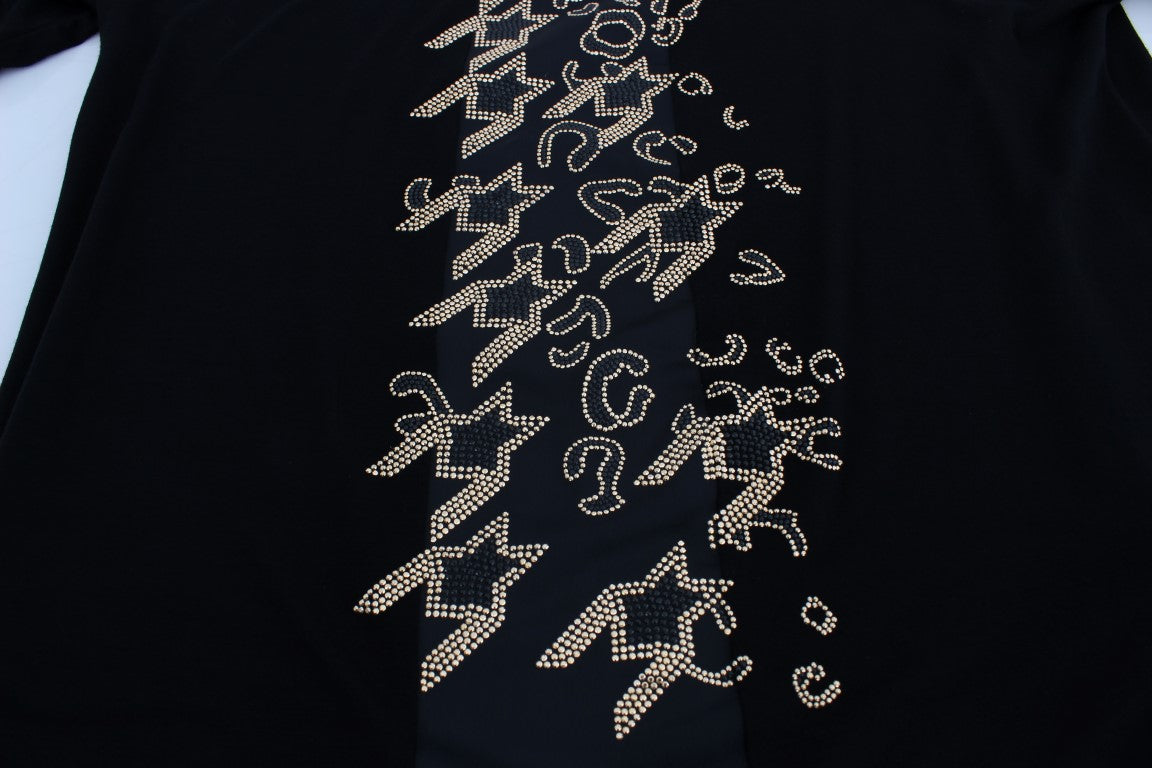 Schwarzgoldenes T-Shirt-Top mit Nieten