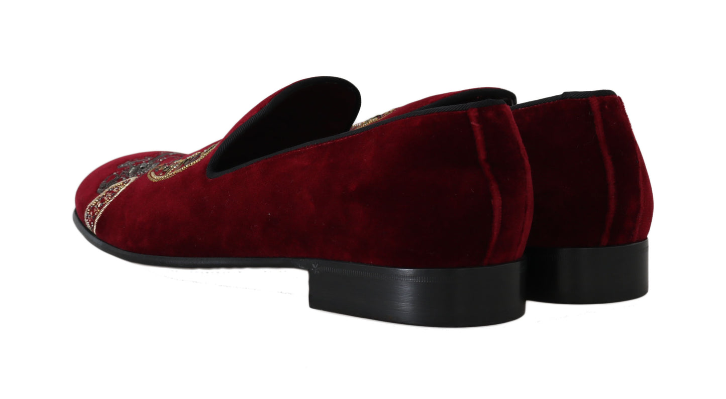 Bordeaux Samt Loafers Gun Horseshoe Schuhe