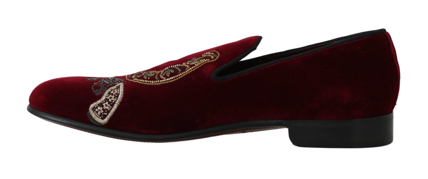 Bordeaux Samt Loafers Gun Horseshoe Schuhe