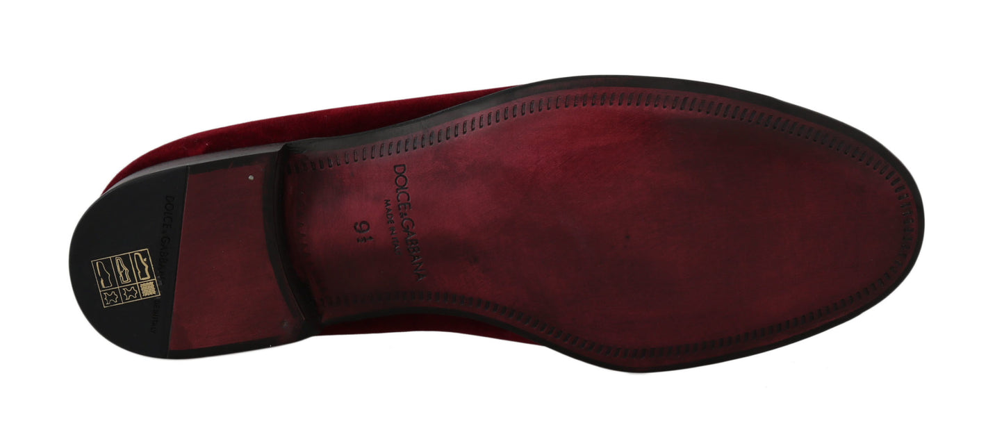 Bordeaux Samt Loafers Gun Horseshoe Schuhe