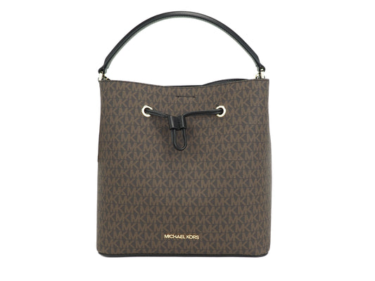 Suri Large Signature PVC Convertible Bucket Bag to Backpack Bag (Braun/Schwarz Signature)