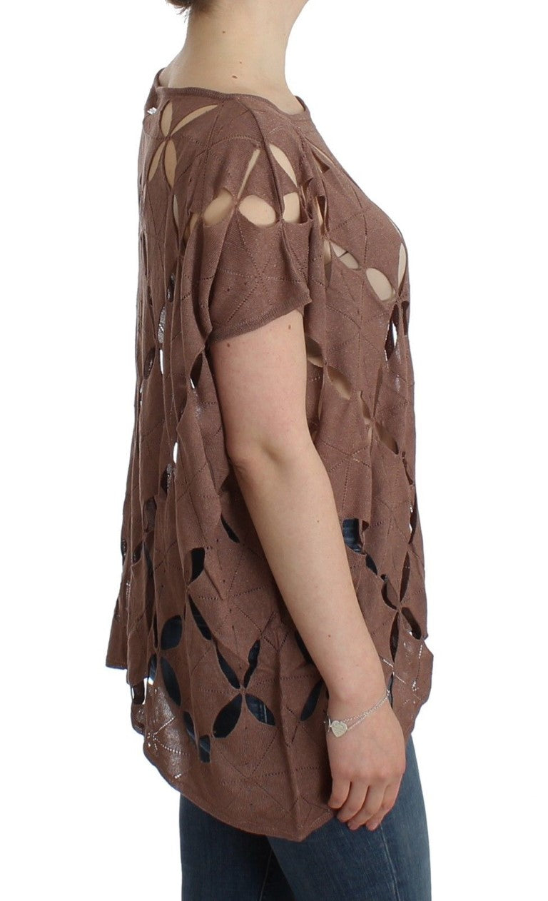 Braunes kurzärmeliges Strickstück