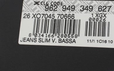 Blaue Baumwolljeans mit niedriger Taille