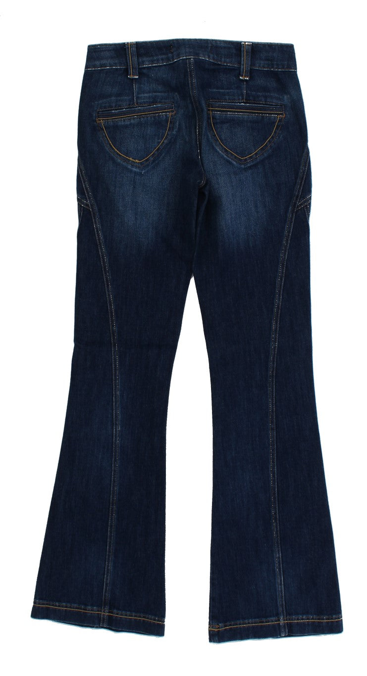 Blaue Baumwoll-Stretch-Jeans mit niedriger Taille