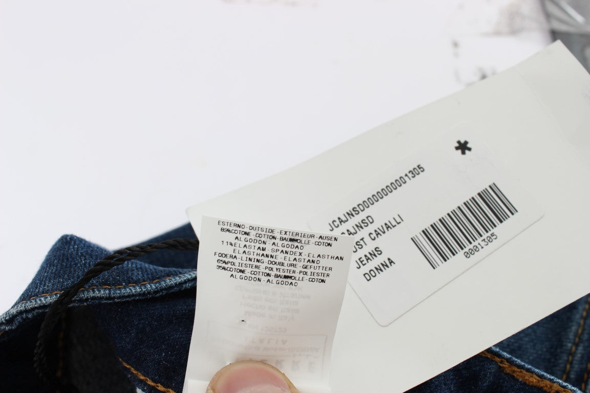 Blaue Baumwoll-Stretch-Jeans mit niedriger Taille