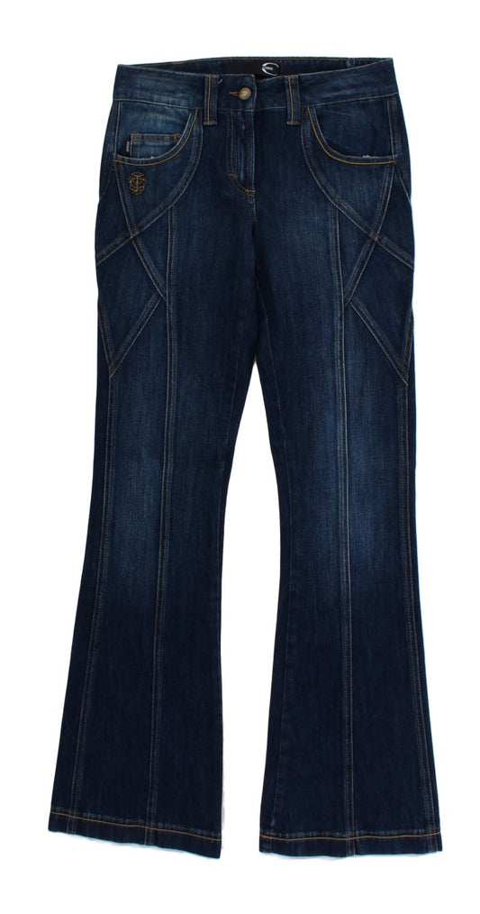 Blaue Baumwoll-Stretch-Jeans mit niedriger Taille