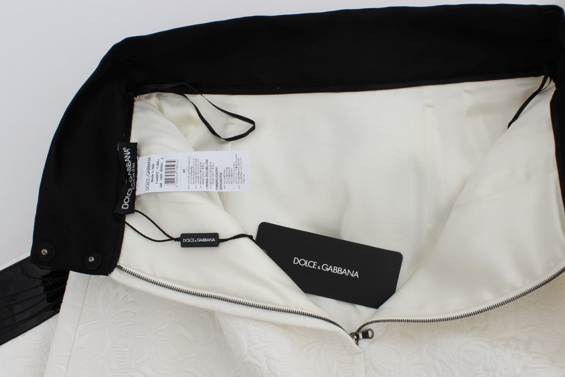 Weißer geblümter Brokat-Stammbaum-Rock