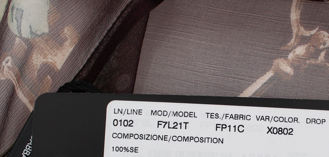 Schwarzes Schlüssel-T-Shirt mit Blumendruck und Seidenbluse