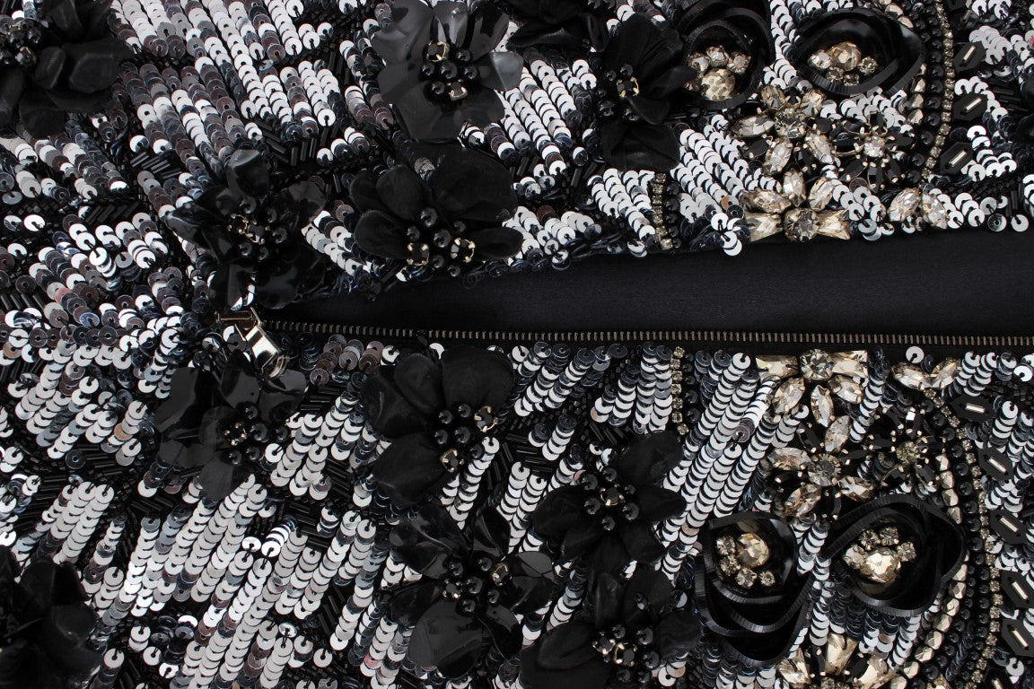 Schwarzes Runway-Blusen-Top mit klarem Kristall