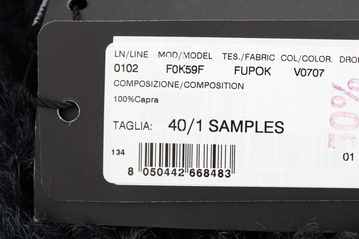 Schwarzer Ziegenpelz Shearling Lange Jacke Mantel